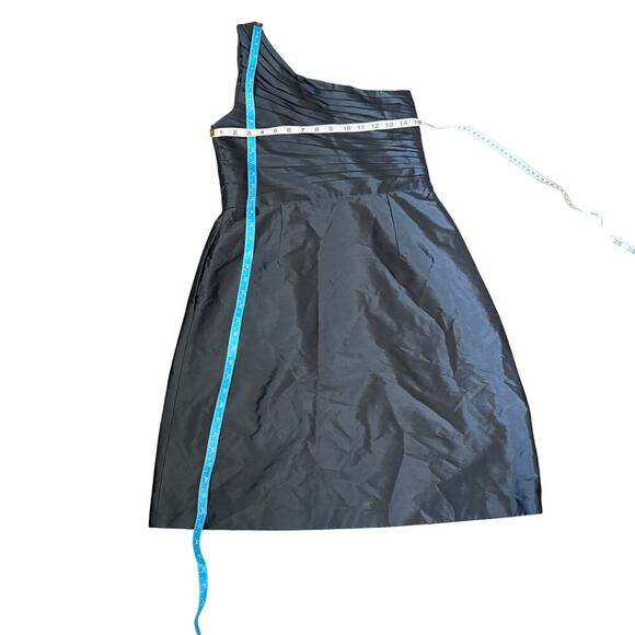 Monique Lhuillier Bridesmaids One Shoulder Taffeta Dress cocktail HOCO LBD sz10 - Picture 6 of 10